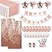 Luxomi Rose Gold Party Decorations Supplies 52 Pack - 18 inch Foil Balloons, Confetti Balloons, Sequin Table Runner, Fringe Curtain and Paper Straws for Bachelorette, Bridal Shower or Birthday Party