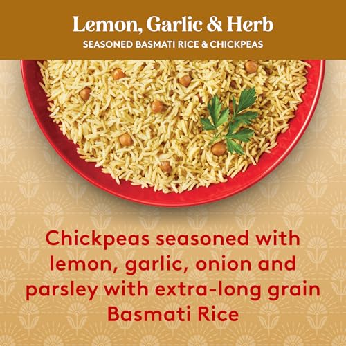 Image of Royal Basmati Lemon Garlic Rice and Chickpeas - (6 Pack) 8.5 oz Pouch | Microwaveable Rice - Ready to Heat Pouch - Great with Meats, Seafood & Vegetables