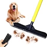 Pet Hair Remover Broom, Multifunctional Magic Broom, Rubber Brooms Pet Hair Remover, Heavy Duty Pets Hairs Remove, Pest Hairs Removal Brooms for Carpets/Mats/Couch, Retractable (Yellow)
