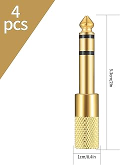 4 Pcs 6.35mm (1/4 inch) Male to 3.5mm (1/8 inch) Female Stereo Headphone Adapters, 3.5mm/1/8'' Female to 6.35mm/1/4'' Male Stereo Audio Adapter Jack Plug for Headphone, Gold Plate