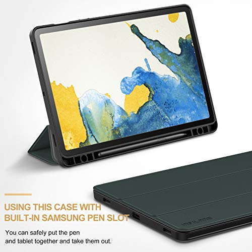 Infiland Galaxy Tab S7 Case With S Pen Holder, Slim Tri-Fold Case Cover Compatible With Samsung Galaxy Tab S7 11-Inch Sm-T870/T875/T876 2020 Release Tablet [Auto Wake/Sleep], Midnight Green #TOP2