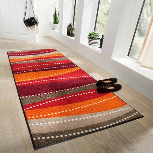 Erwin Müller Fußmatte Saarburg, Schmutzfangmatte, Sauberlaufmatte - rutschfest, langlebig, pflegeleicht, für Fußbodenheizung geeignet, ca. 7 mm Höhe - rot Größe 80x200 cm