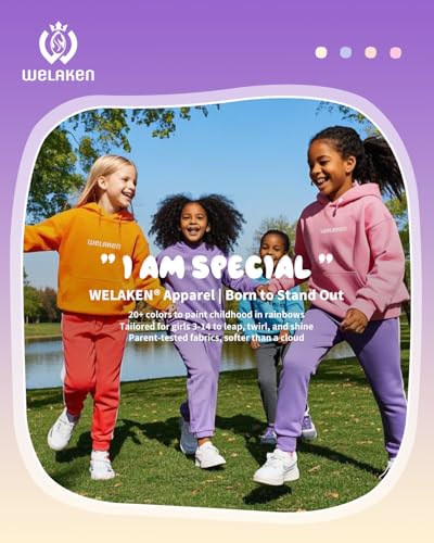 Image of WELAKEN Girls and Toddlers' Pullover Printed Hoodie Sweatshirt with Kangaroo Pocket