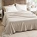 Bedsure GentleSoft 100% Cotton Blanket Queen Size for Bed - Breathable and Lightweight, Soft Cozy Textured Herringbone Woven Blanket for Summer, Linen Beige, 90x90 inches