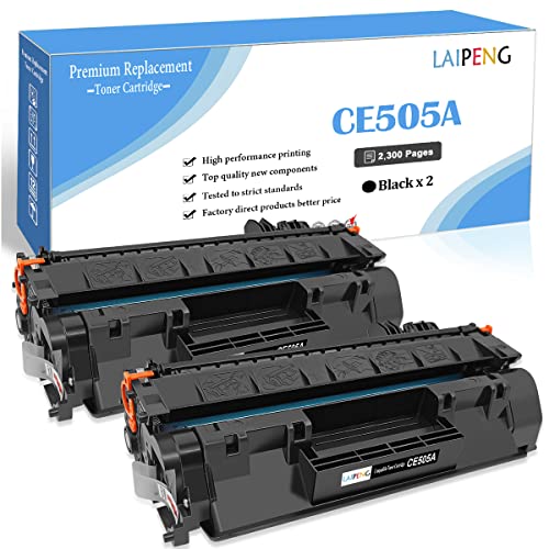 LAIPENG Compatible Cartucho de Tóner 05A CE505A 05X CE505X hasta 2300 Páginas para HP LaserJet P2030 P2035 P2035N P2050 P2055D P2055DN P2055X Impresoras ( CE505A Negro x 2 )