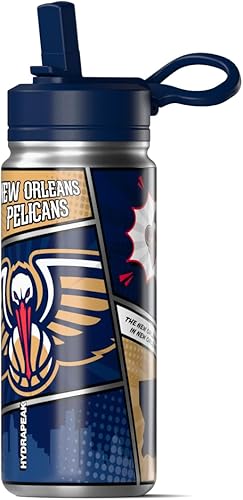 Miniatura 110 de Hydrapeak x NBA Los Angeles Lakers Botella de agua de 591 ml de acero inoxidable, botella deportiva con doble pared aislada con licencia oficial,