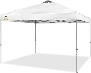 CROWN SHADES Canopy Tent 10x10 Pop-up Canopy Easy Up Beach Canopy Outdoor Shade with Infinite Legs,Bonus Wheeled Bag,Stake and Ropes,White