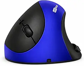 Mouse Vertical Ergonômico Sem Fio Recarregável 5 Botões Ajuste DPI Design Confortável Para Escritório E Uso Prolongado (Azul)