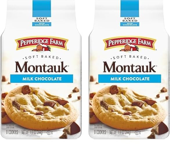 Pepperidge Farm Montauk Soft Baked Milk Chocolate Chunk Cookies, 8.6 Oz Bag (8 Cookies) (Pack of 2) - Milk Chocolate - 8.6 Ounce (Pack of 2)