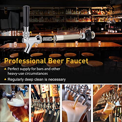 Ferroday 4-1/8 Inch Shank Stainless Steel Core Beer Faucet Draft Beer Faucet Chrome Plated Beer Tap No-Rust No-Leak Beer Faucet For Homebrew 1/4 Barb Keg Faucet Kegerator Parts Beer Tap Faucet #TOP5
