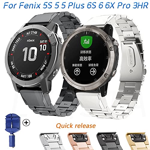 Bracelet 26mm Garmin Fenix 5X Plus réglable en métal robuste