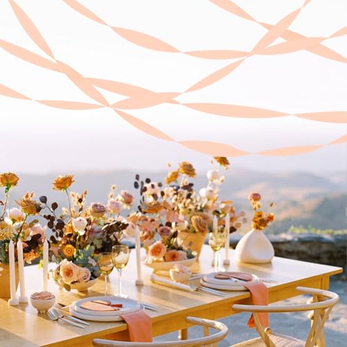 Image of 8 Rolls Crepe Paper Streamers, Peach Pink Streamers Party Decorations for Baby Shower Bridal Shower Wedding Bachelorette Party Girls Birthday Boho Decor