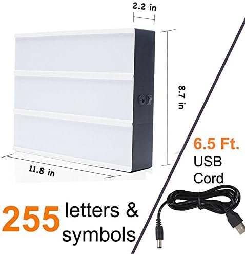 BUYLET Light Up Letters Box Cinema LED Cinematic lightbox - 255 Color & Black Letters Words Emojis DIY Message Vintage Board Changeable Home Decor Sign A4