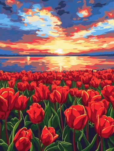 Paint by numbers tulipanes pintura por numeros adultos 90x120cm