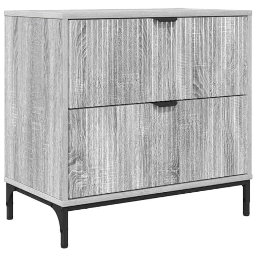 vidaXL Mesa de Noche con cajón Gris Sonoma 63,5 x 36 x 61 cm, Amplio Almacenamiento, Mesa de Noche compacta, Pieza Moderna y Decorativa para tu Dormitorio Minimalista