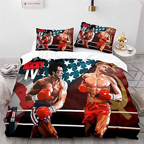 Agmdno - Parure de lit Rocky - Housse de couette 135 x 200 cm et taie d'oreiller 80 x 80 cm - Parure de lit pour garçon - A06 - 135 x 200 cm et 80 x 80 cm x 1 Cover