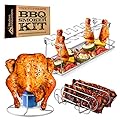 Modern Innovations Grill Racks, Chicken Leg Rack Drumstick Holder, Beer Can Chicken Holder Butt Stand, BBQ Smoke Rib Rack, Smoker Accessories Gifts For Men, Smoking and Grilling Gift Set