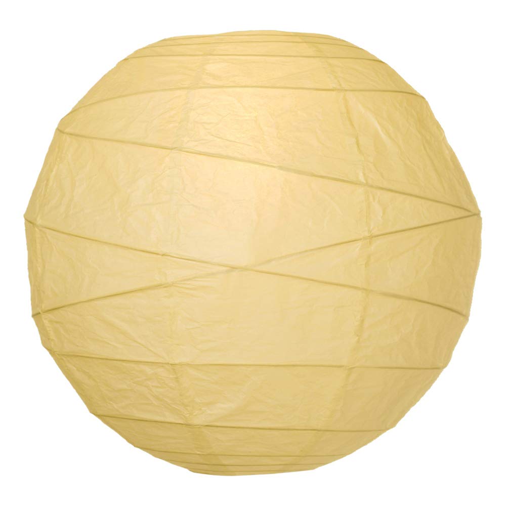 Luna Bazaar Premium Paper Lantern Lamp Shade 8-Inch Free-Style Ribbed Ivory - Rice Paper Chinese Japanese Hanging Decoration