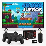 Consola Retro Arcade con 40.000 Juegos y 128 GB - Game Stick: PS1, PSP, NeoG,GBA,N64,SuperN, MegaD,etc - Videoconsola Retro Game Console - 2 Mandos Inalambricos 2 Jugadores - HDMI Compatible con 4K