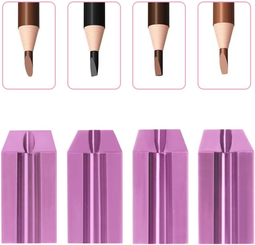 Angoily Eyebrow Pencil Sharpen Tool Makeup Pencil Sharpening Slot with Four-Side Design Compact Brow Sharpening Tool for Eyeliner Portable Beauty Accessory 1.57 X 0.78 X 0.78 in
