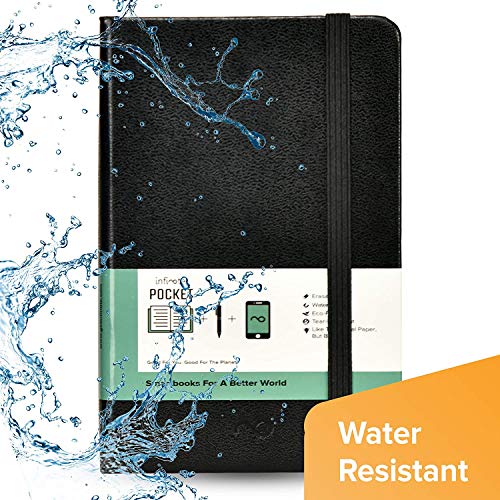 Image of Infinote Pocket Reusable Stone Paper Notebook - Includes 1 Erasable Pen (BLACK)