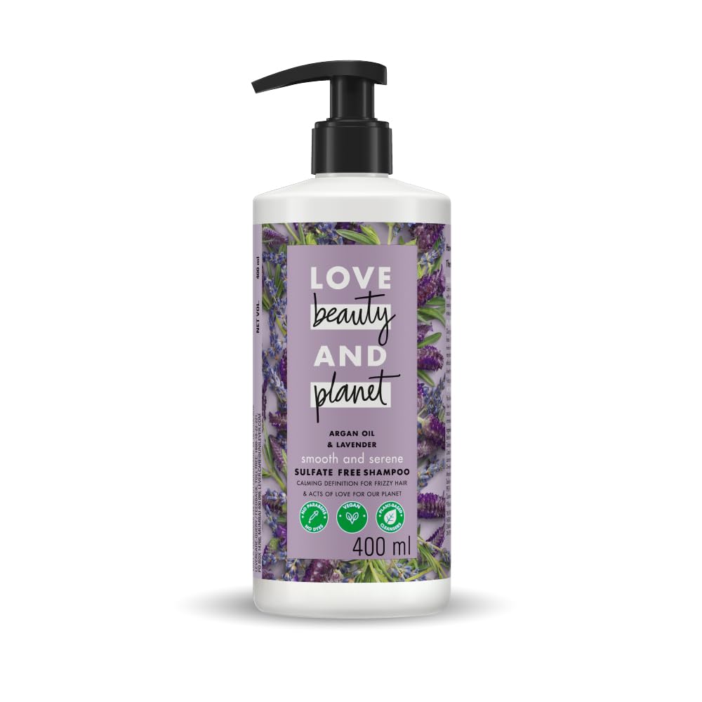 Love Beauty And Planet Argan Oil and Lavender Sulfate Free Smooth and Serene Shampoo|| No Parabens|| No Dyes|| 400ml