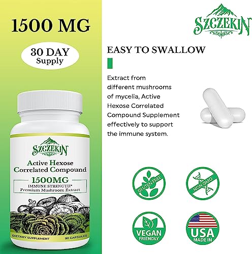 Active Hexose Correlated Compound 1500 mg Supplement, Natural 8 Mushroom Extract Supplement, Immune System, Liver Function, Natural Killer and T Cells Activity, 180 Veggie Capsules - Image 5