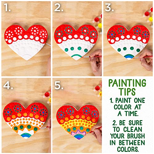Image of Creative Roots Mosaic Heart Stepping Stone, Includes 7-Inch Ceramic Stepping Stone & 6 Vibrant Paints, Mosaic Stepping Stone Kit, Paint Your Own, DIY Stepping Stone Kit for Kids Ages 8+