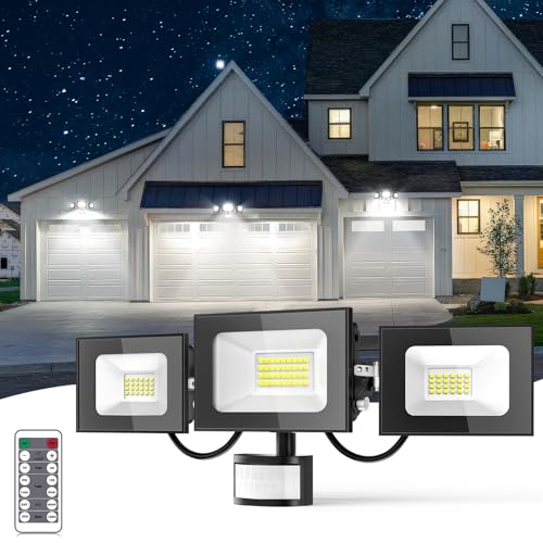Bellanny Foco Led Exterior 100W 10000LM Focos con Sensor Movimiento, 6500K Blanco Frío Iluminación de seguridad, IP65 Impermeable Proyector LED Floodlight para jardín,patio,parking, hotel,naves,garaje