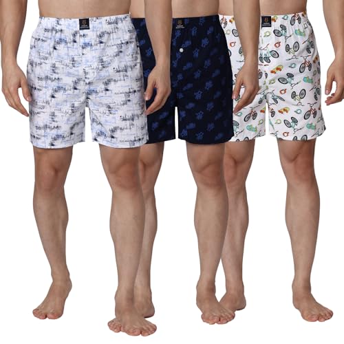 Image of Urban Scottish Ultra-Comfortable Men's Boxer Pants (Pack of 3) - 100% Cotton Material with A Stylish Print - Soft and Stretchy Elastic Waist Band - Dynamic Movement and Hardwearing Stitching