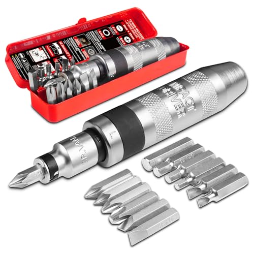 ZHAX 1/2 Hand Impact Driver Set 15-Piece Reversible Impact Screwdriver with CR-V Steel Bits for Stripped Screws & Rusted Bolts Includes Slotted Phillips & Hex Bits Storage Case