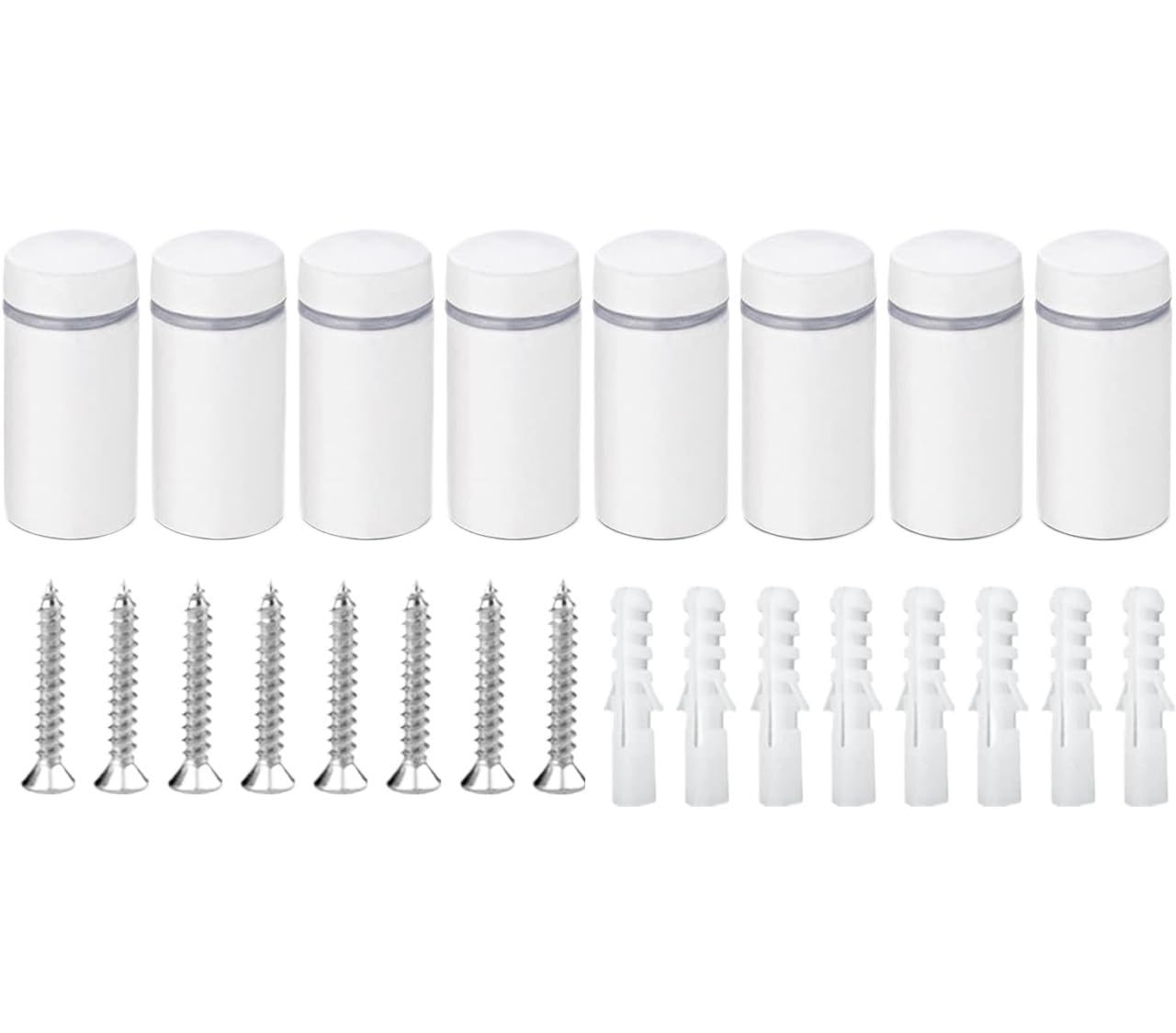 Billboard Fixing Screws,Advertising Standoff Fixings,8 Pcs White Advertising Screw Nails Stainless Steel Sign Standoff Screws for Standoff Fixings Picture Frames and Mirrors(19x25mm)