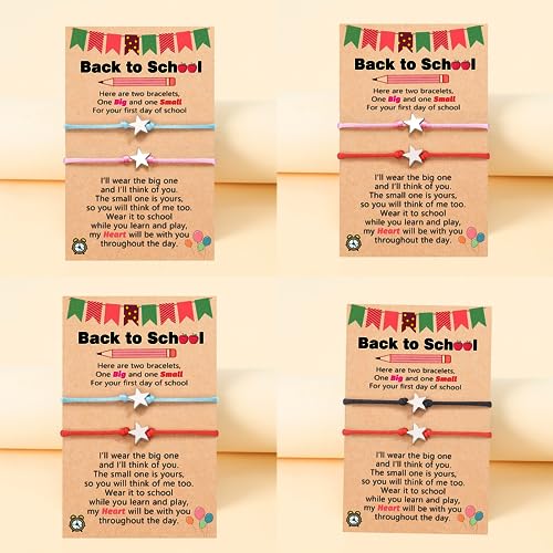 Matching Heart Charm Bracelets Mother Daughter First Day Jewelry Gift Set2