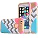 iPhone 6S Plus Case,iPhone 6 Plus Case,BAISRKE [2in1] Heavy Duty Hybrid Hard Case for Apple Iphone 6/6S Plus(5.5 inch) Powder Blue Mint Teal and Coral Pink Split Chevron Design Cover (Gold)