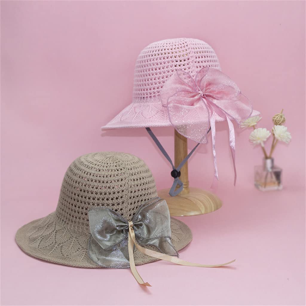 Sombrero de Paja Tejido con Lazo de Cola Larga para Mujer, Elegante y versátil (Talla única E)