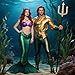 2 Pcs Gold Trident Costume Accessory 60 Inch Adult Dark Seas Neptune Trident Golden Pitchfork Toy Prop Weapon Staff Accessories for Themed Parties and Halloween