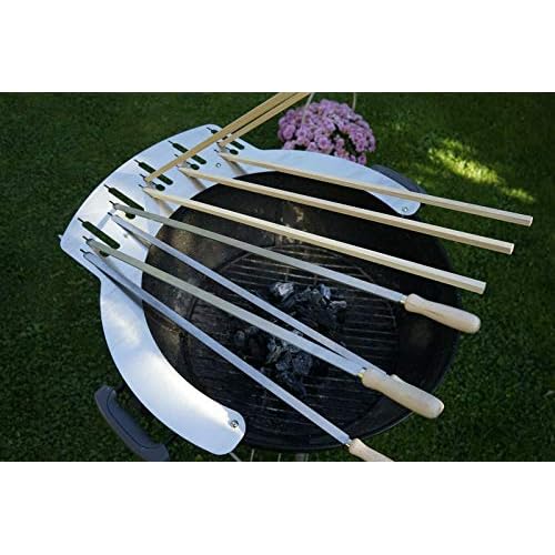 Kirschner Metallbau Steckerlfisch Grillaufsatz Kugelgrill Weber 47cm 57cm 5X Stockfisch Fisch Grill Spießhalter Fischhalter Griller BBQ (57cm Kugelgrill (5 Fische))