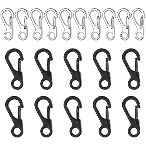 Pack of 20 Mini Carabiner Hooks, Mini Carabiner Set, Small Carabiner with Snap Closure, Carabiner Key Carabiner Keyring Hook Clips for Camping, Travel, Hiking Carabiner Cover