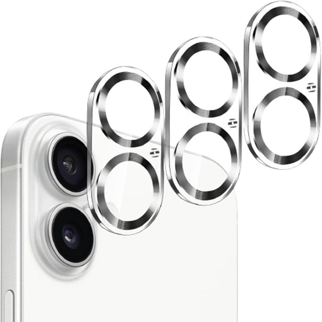 3-pak folii do aparatu iPhone 16 6,1 cala i iPhone'a 16 Plus 6,7 cala, szkło hartowane 9H, odporne na zarysowania, nie wpływa na zdjęcia nocne, wyraźny HD