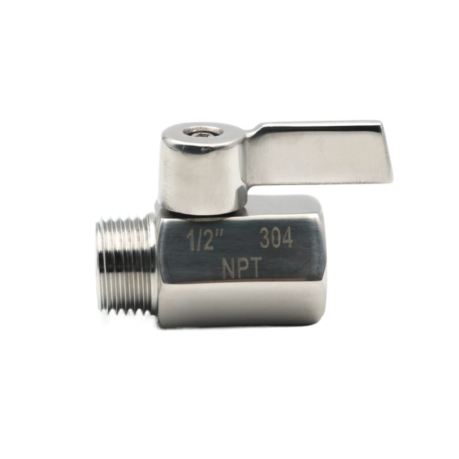 Válvula de bola de 1/2" en acero inoxidable 304 con rosca hembra BSP para agua y aceite
