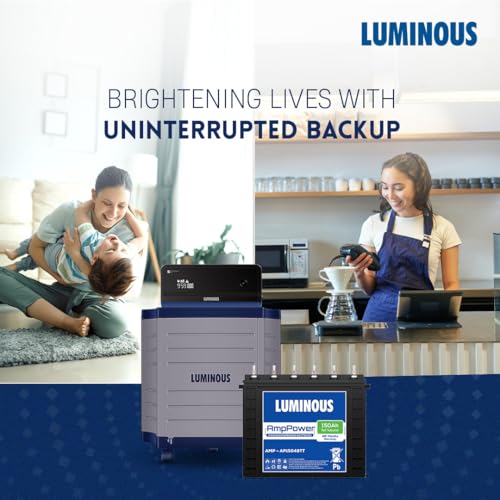 Image of Luminous Zelio 1100 Pure Sine Wave 900VA Inverter with 150Ah AmpPower Tall Tubular Battery Combo and Trolley - Home, Shop & Office Backup Power - 36M Inverter & 48M Battery Warranty | AmpPower Tall Tubular Battery, Combo with Trolley, Home, Shop & Office Backup Power, 36M Inverter & 48M Battery Warranty