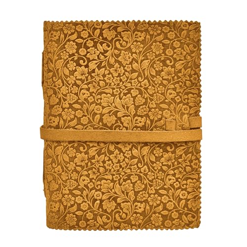LEATHER VILLAGE Leather Diary Women Floral Embossed, Mustard Yellow 13x8. by LEATHER VILLAGE - Used condition - Image 2
