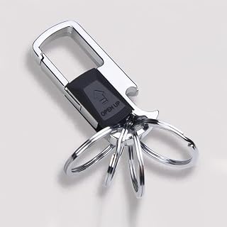 1pc Multi - Functional Durable Keychain: 4 Detachable Rings and Bottle Opener, Perfect for Men(Black)
