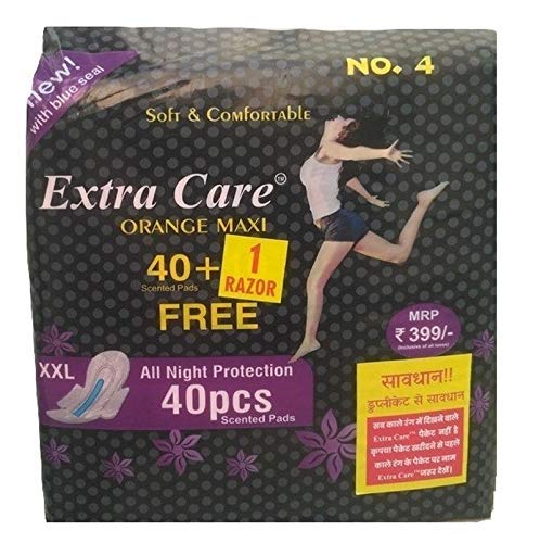 Extra Care Package 40 Orange Maxi Sanitary Pad FREE 1 Razor (PACK OF 1) (B08MV92M8K) Amazon Price History, Amazon Price Tracker