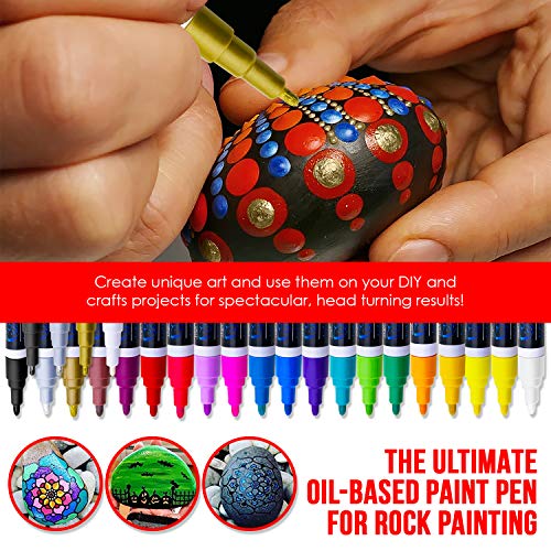 image for PINTAR Premium Oil Paint Pens - (24-Pack) 20 Medium Tip(5mm) & 4 Fine 