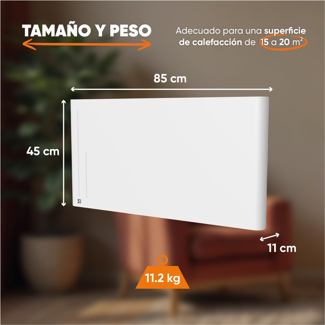BESTHERM - Radiador eléctrico fijo de inercia secador de cerámica 2000 W Bestherm ALBA horizontal blanco