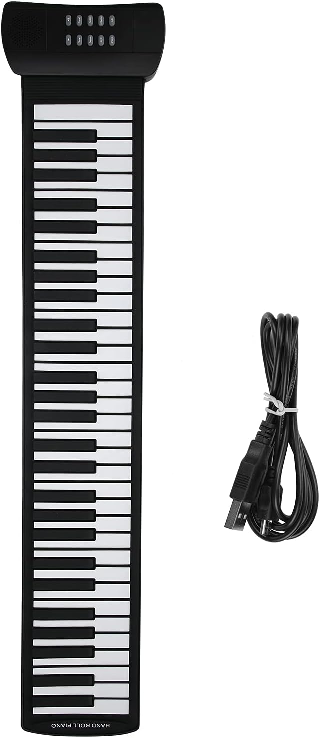 Fydun Portable Roll Piano with 16 Tones, 61 Key Silicone Keyboard, Rechargeable Electric Piano - Musical Instrument Beginners