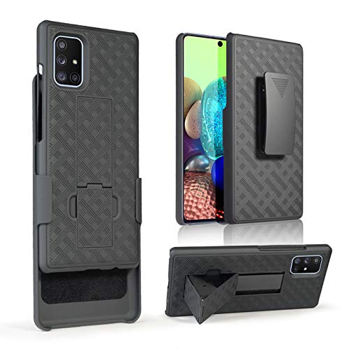 HIDAHE Holster Case for Sumsung Galaxy A71 5G, Combo Shell & Holster Slim Shell Case for Men with Built-in Kickstand + Swivel Belt Clip Holster for Sumsung Galaxy A71 5G 2020 Release ONLY, Black