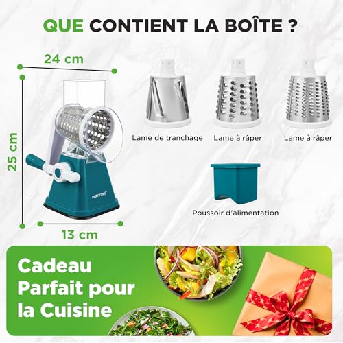 Râpe à Fromage 3-en-1 Rotative à Succion Nutrichef – Image 8