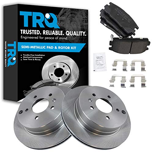 Image of TRQ Rear Brake Pad and Rotor Set Semi Metallic Vented Rotors Compatible with 2012-2015 Chevrolet Captiva Sport 2007-2009 Equinox 2007-2009 Pontiac Torrent 2008-2010 Saturn Vue 2007-2009 Suzuki XL-7